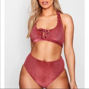 Boohoo 2 Piece Ribbed Bikini